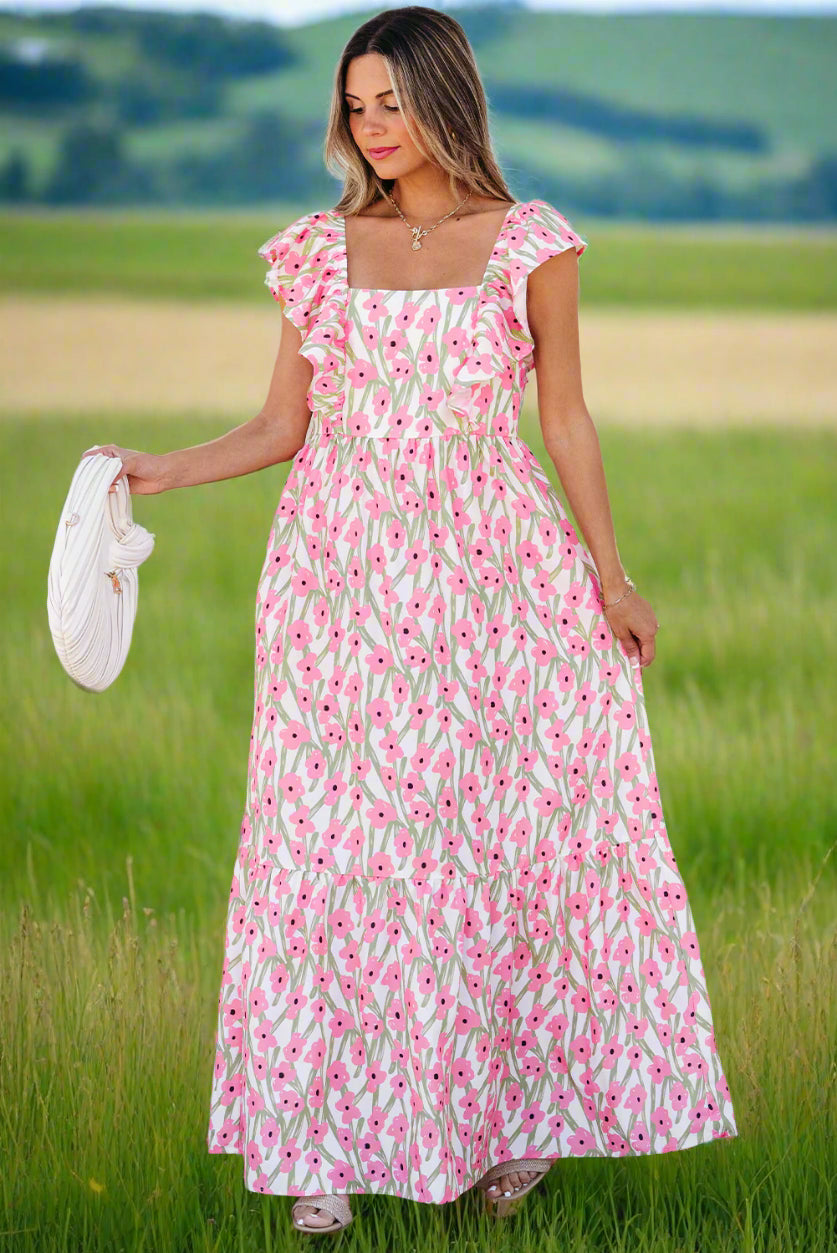Elegant Floral Ruffled Summer Dress in 2 Colors (S - 2X)