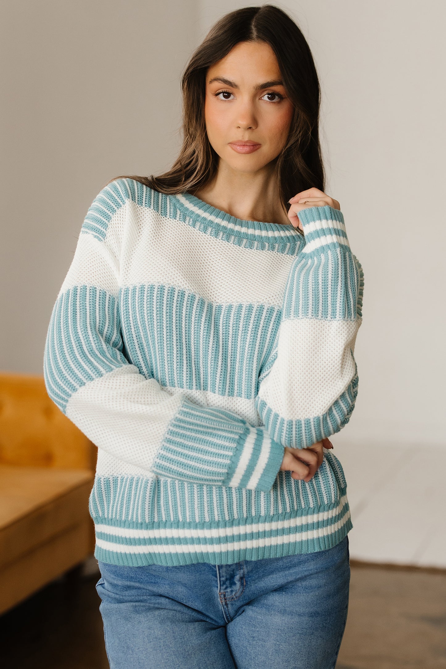 Comfy Stripped Patchwork Oversized Wide Sleeved Sweater in 3 Colors