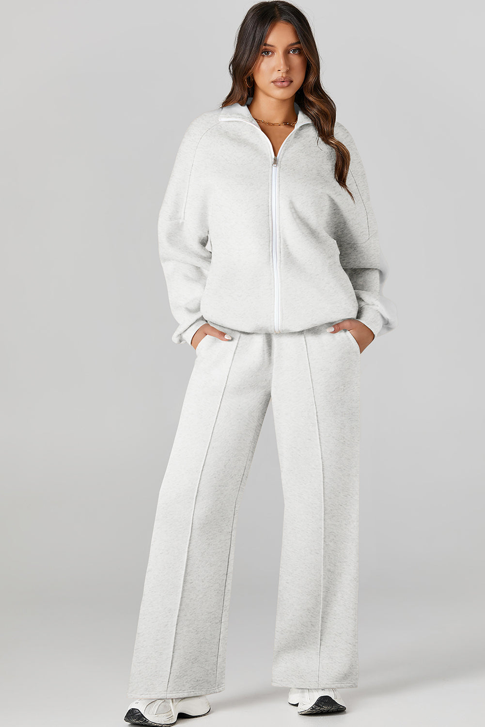 The Activepologie Comfy High Neck Zip-Up Jacket / Wide Legged Sweatsuit in 6 Colors (S - 2X)