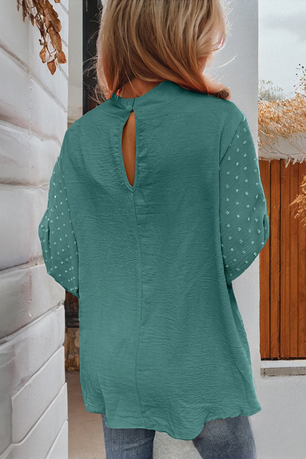 Elegant Swiss Dot Balloon Sleeve Blouse (S - 3X)