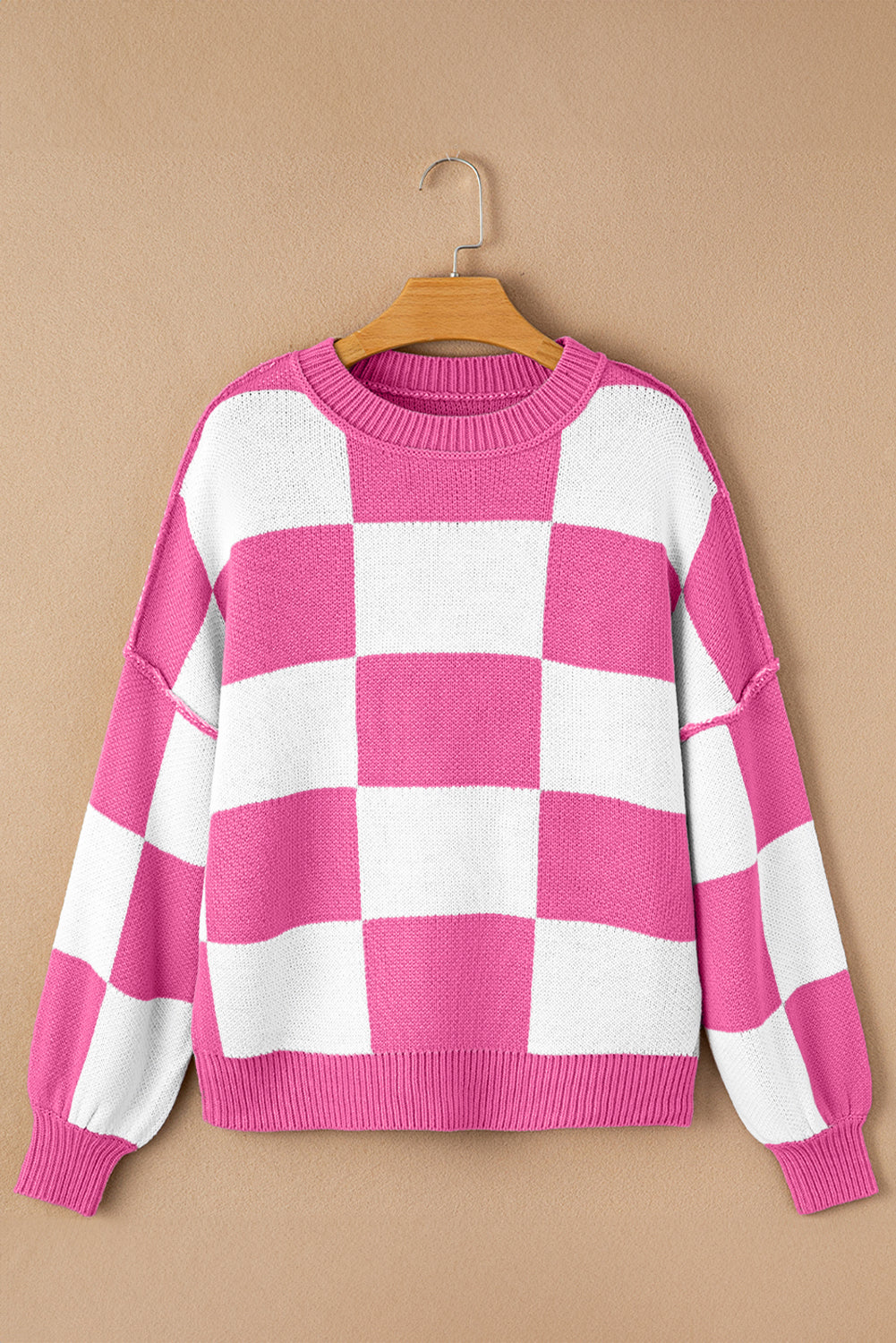 Cozy Checker Bishop Sleeve Sweaters  S - 2X in 3 Colors