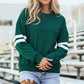 Activepologie Comfy Black Varsity Stripe Oversized Sweatshirt in 5 Colors