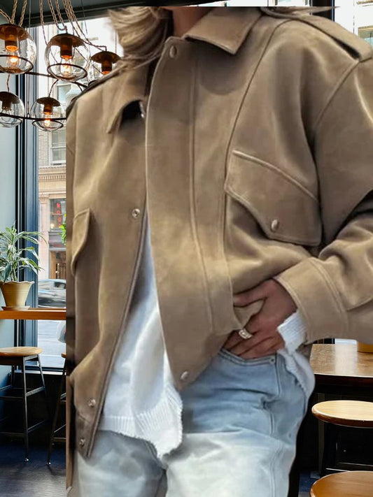 Classy Lapeled Collared Workwear Jacket in 4 Colors