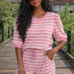 LaurenNichole Daydream Stripe Puff Sleeve Lounge Outfit – Effortless Outfits Size S - 2X