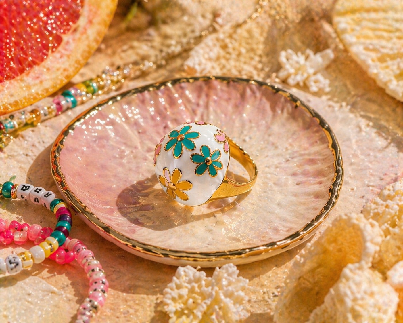 LaurenNichole Auré Chunky Gold Flower Ring – Tarnish-Free Statement Ring in 3 Sizes