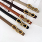 Luxurious Leather Gold Bow Buckle Adjustable Thin Belt in 7 Colors