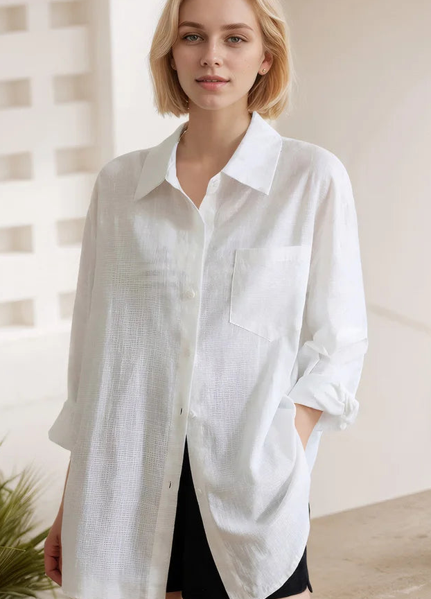 Aura La'Vintage™ Oversized Cotton-Linen Button-Down Shirt – 3 Colors (S–XL)