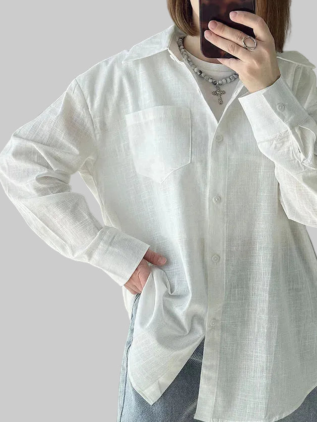 Aura La'Vintage™ Oversized Cotton-Linen Button-Down Shirt – 3 Colors (S–XL)