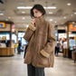 Luxury Brown Cozy Thick Warm Suede Reversible Jacket