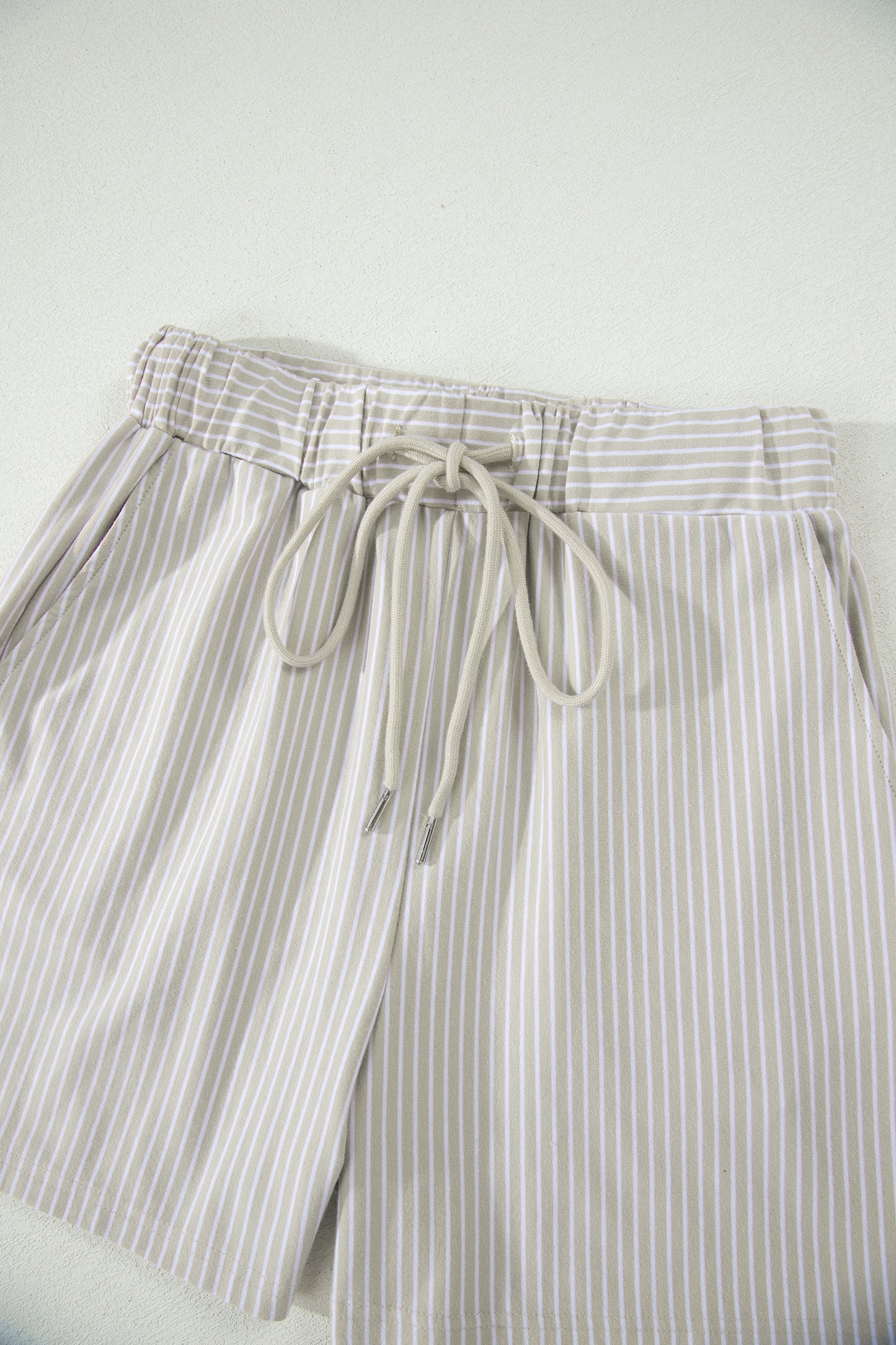 LaurenNichole Daydream Stripe Dolman Sleeve Polo & Drawstring Shorts Outfit — Pastel Casual 2-Piece Outfit (S–2X)