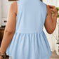 LaurenNichole Her Lux Curves Tie-Front Peplum Tank – Soft Stretch Bow Detail Top