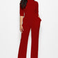 Elegant Mock Neck Tie-Waist Jumpsuit