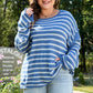 Comfy Blue Stripe Oversized Sweater (1X - 4X)