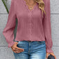 V-Neck Lace Detail Flounce Sleeve Blouse