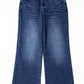 Mineral Washed Raw Hem High Waist Flared Jeans