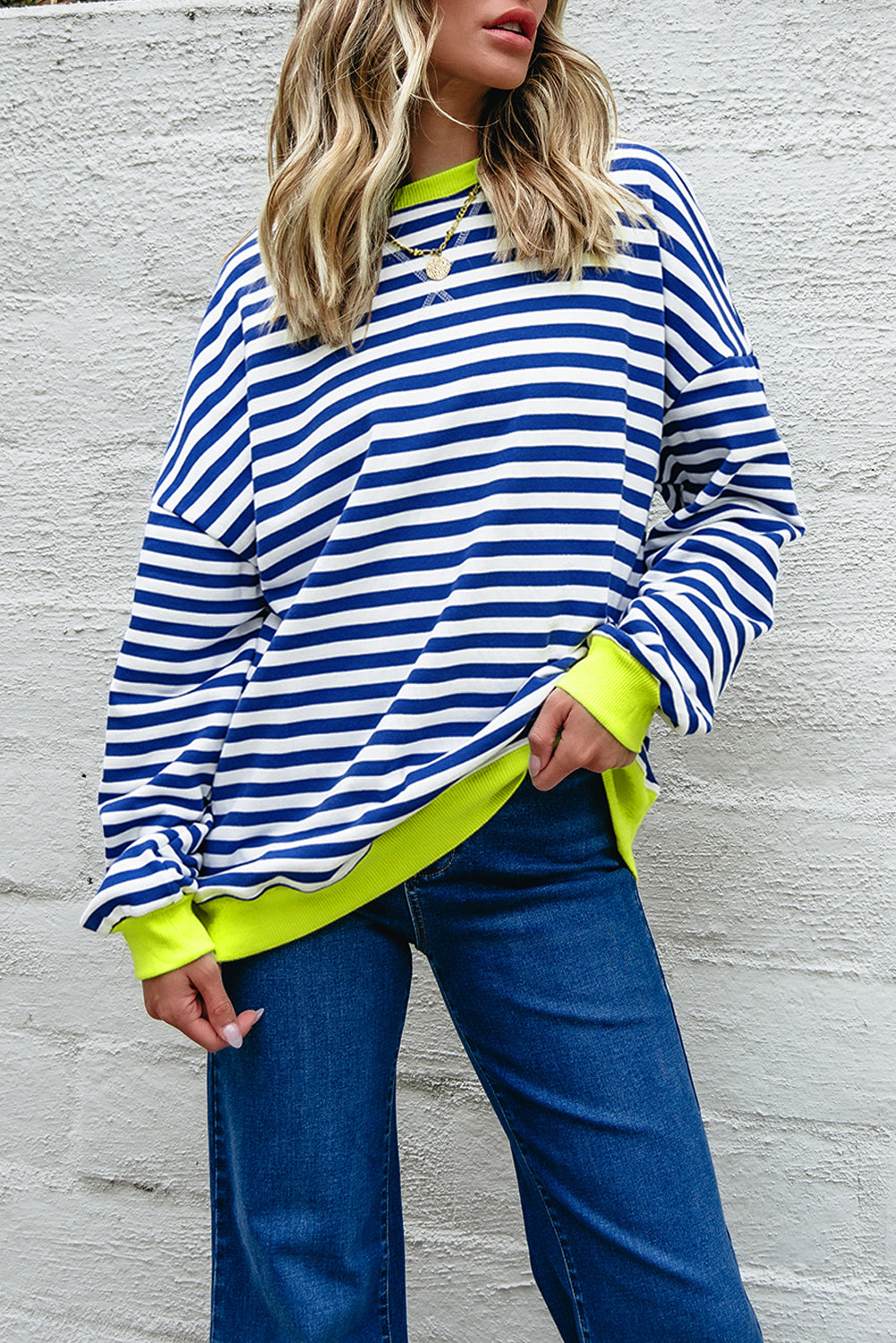 Comfy Oversized Stripe Sweatshirt in 2 Colors (S - 2X)
