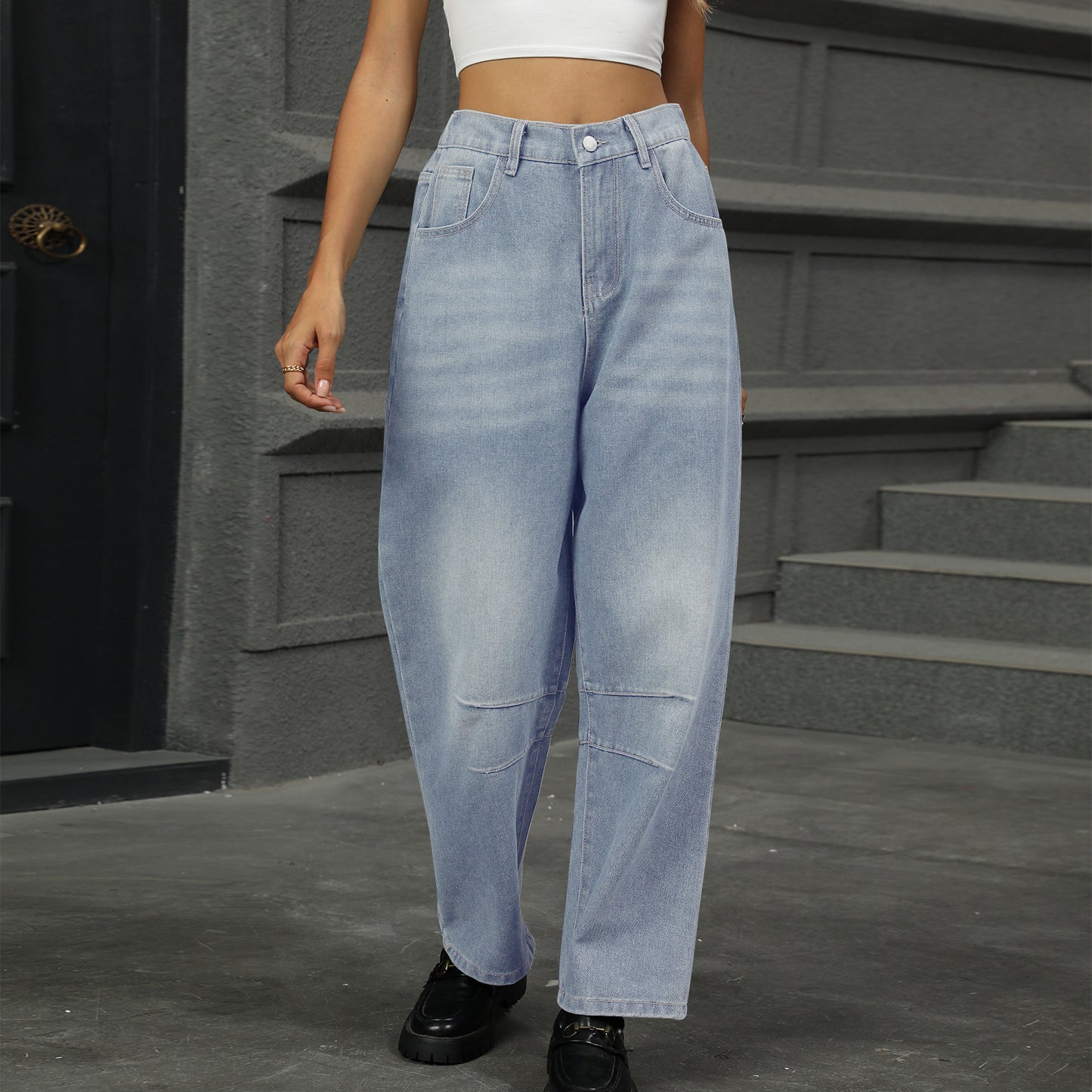 Classic Straight Jeans w/ Comfy Elastic Waist in 3 Colors