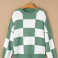 Cozy Checker Bishop Sleeve Sweaters  S - 2X in 3 Colors