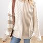 Cable-Knit Color Block Round Neck Sweater