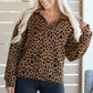 Cozy Daydream Brown Leopard Polo Zip Up Sweatshirt at LaurenNichole