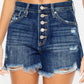 Raw Hem Button-Fly Denim Shorts