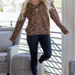 Cozy Daydream Brown Leopard Polo Zip Up Sweatshirt at LaurenNichole