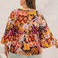 Elegant Tangerine Tie Neck Blouse Shirt (XL - 4X)