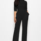 Elegant Mock Neck Tie-Waist Jumpsuit