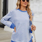 Striped Round Neck Long Sleeve Sweatshirt