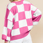 Cozy Checker Bishop Sleeve Sweaters  S - 2X in 3 Colors