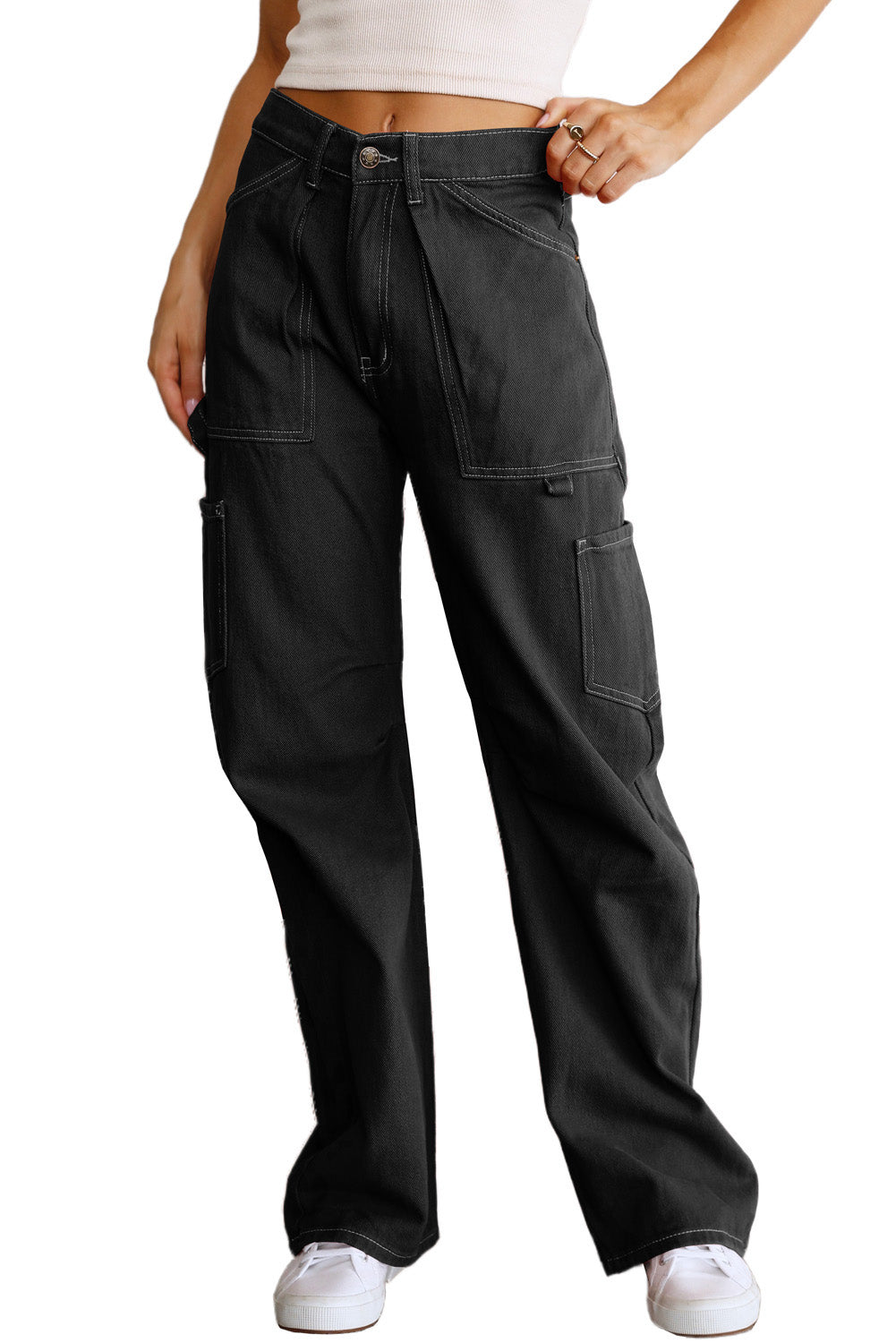 High-Waist Straight Cargo Pants