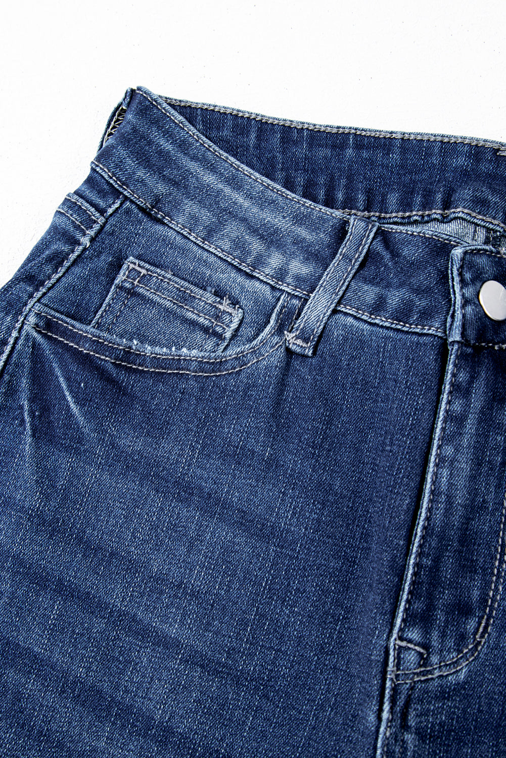 Mineral Washed Raw Hem High Waist Flared Jeans