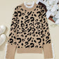LaurenNichole Classy Brown Leopard Buttoned Down Ruffled Cuffed Sweater