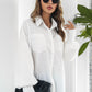 Button Up Dropped Shoulder Lantern Sleeve Shirt