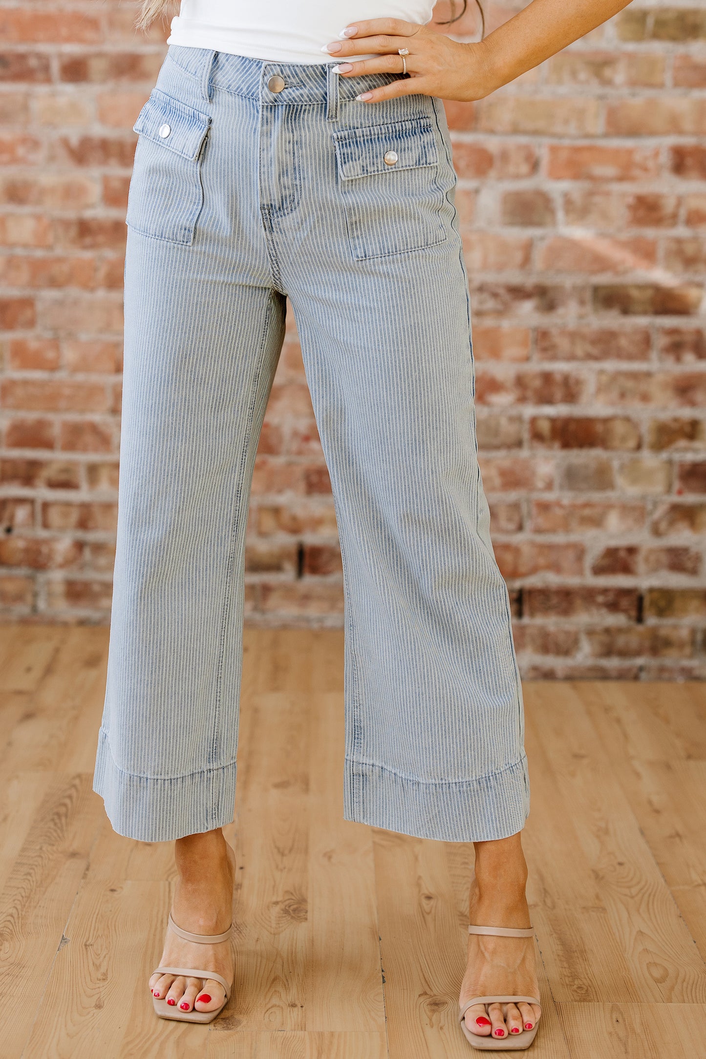 Classy Pinstripe High Waist LaurenNichole Jeans. Size 4 - 16