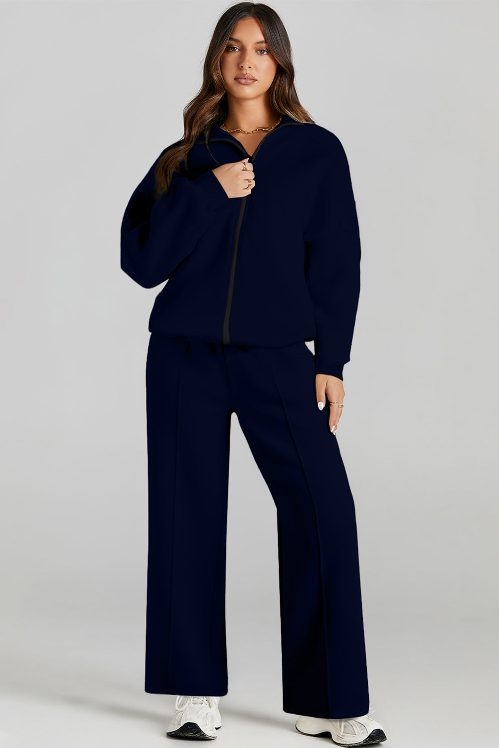The Activepologie Comfy High Neck Zip-Up Jacket / Wide Legged Sweatsuit in 6 Colors (S - 2X)