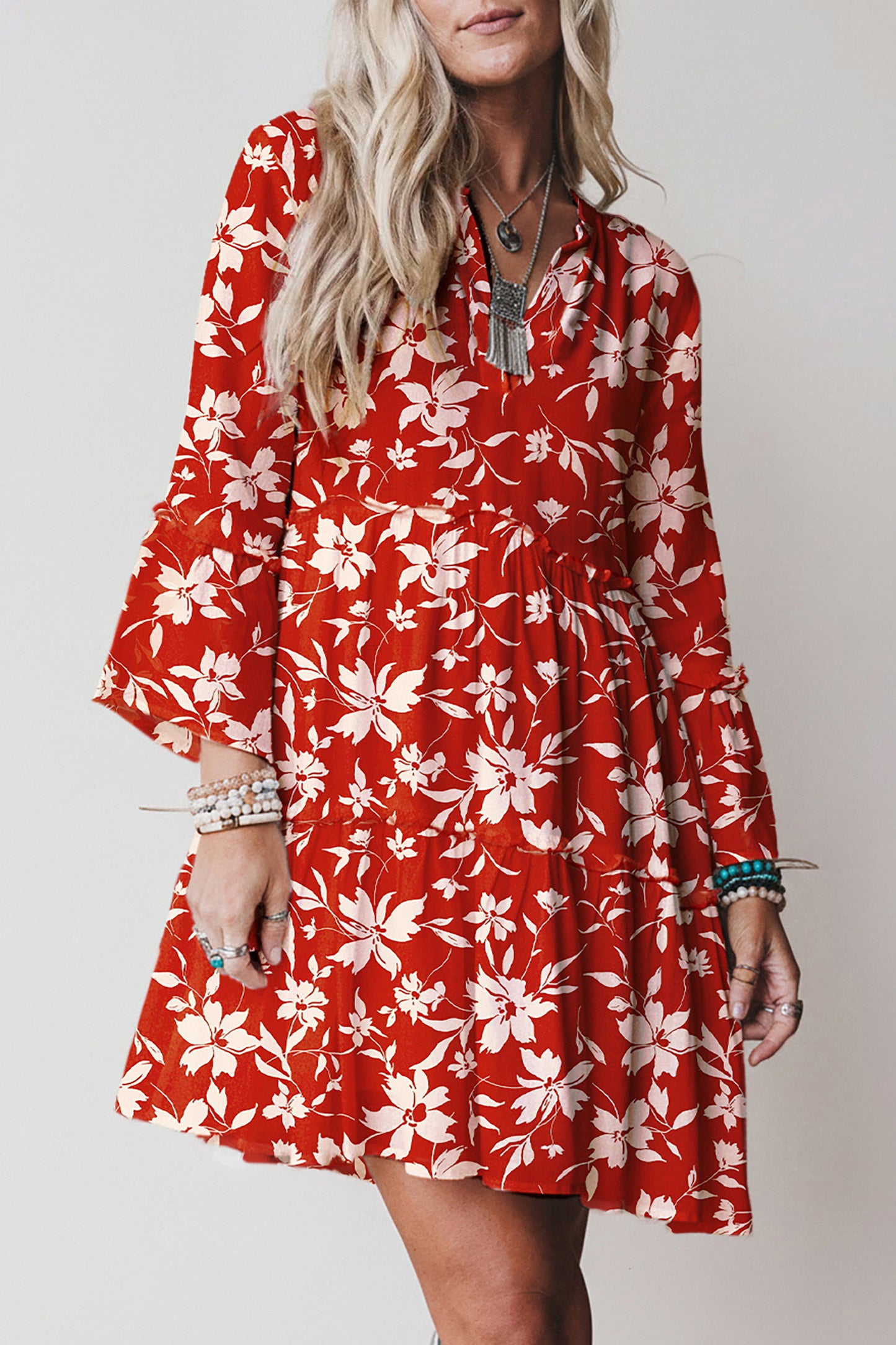 LaurenNichole Aura La'Vintage Floral Scallop Sleeve Mini Dress in 3 Colors  (S - 2X)