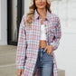 Plaid Collared Neck Long Sleeve Shirt