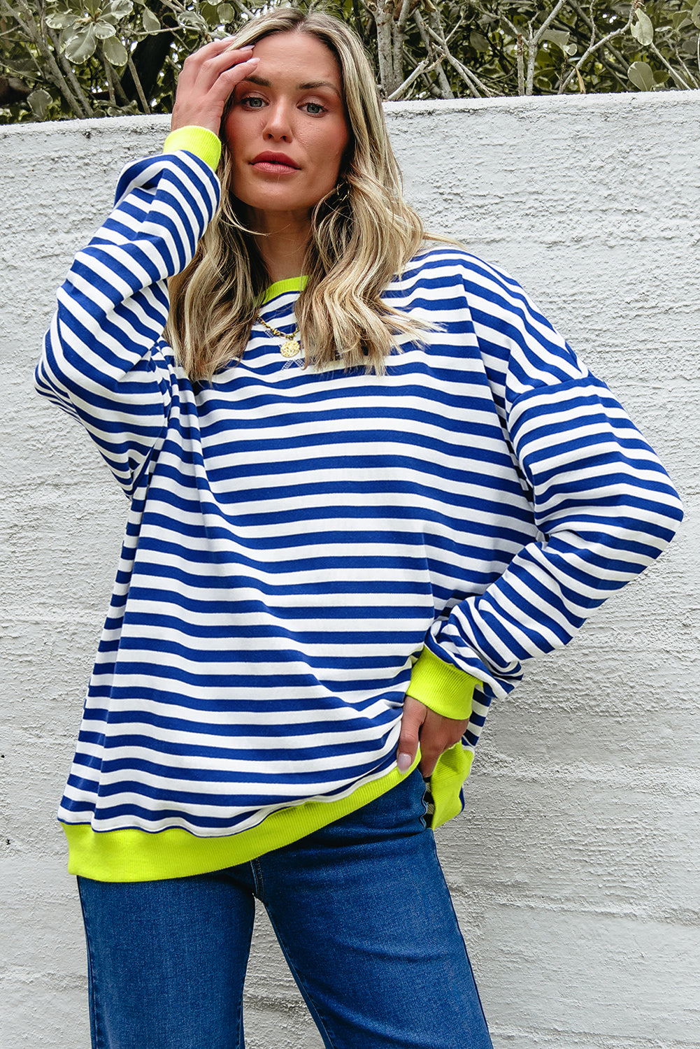 Comfy Oversized Stripe Sweatshirt in 2 Colors (S - 2X)