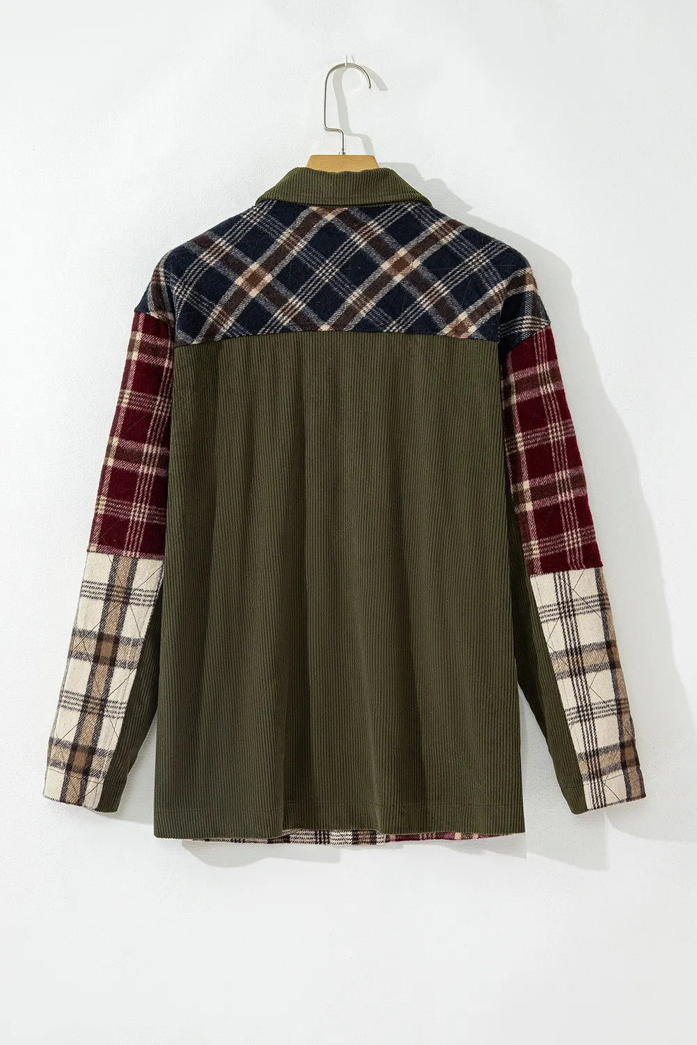 Stylish Plaid Colorblock Button-Up Shacket