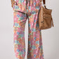 Chic Floral Drawstring Wide Leg Pants