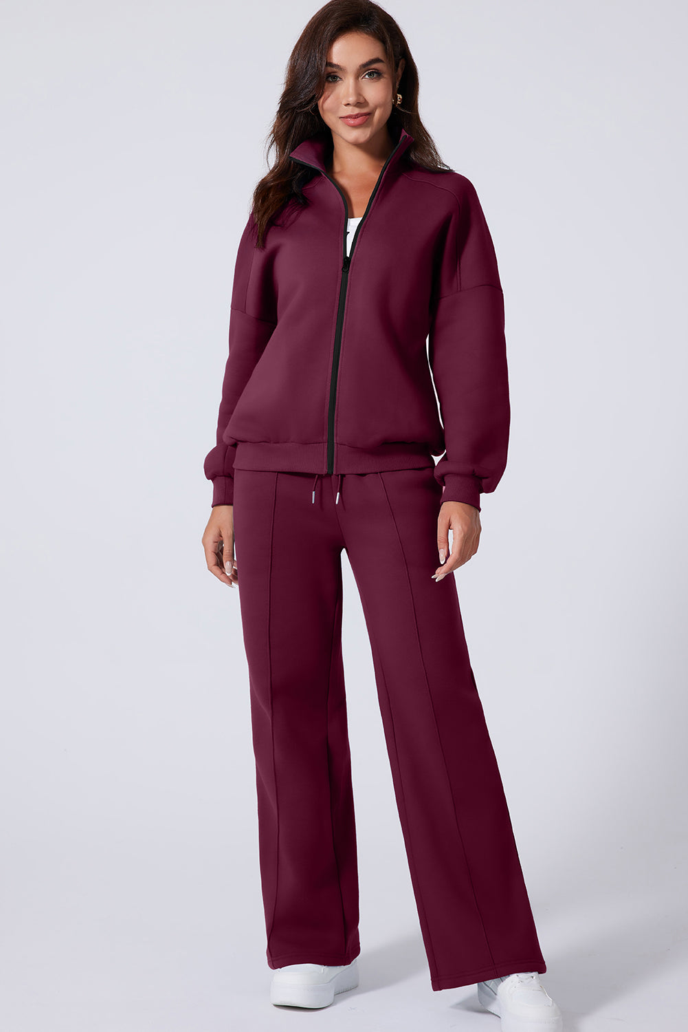 The Activepologie Comfy High Neck Zip-Up Jacket / Wide Legged Sweatsuit in 6 Colors (S - 2X)