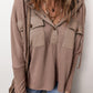 Pocketed Half Button Long Sleeve Hoodie