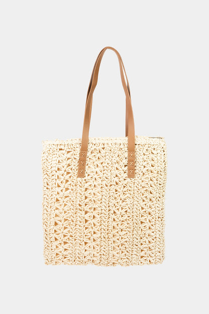 Fame Straw Braided Tote Bag