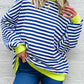 Comfy Oversized Stripe Sweatshirt in 2 Colors (S - 2X)