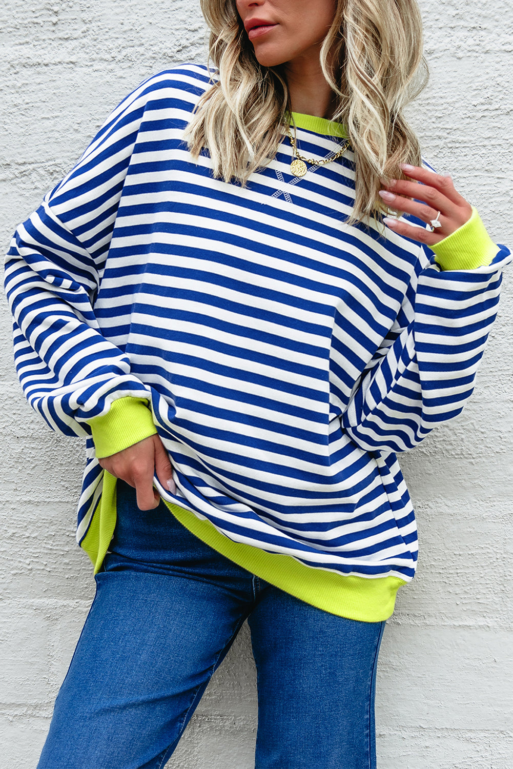 Comfy Oversized Stripe Sweatshirt in 2 Colors (S - 2X)