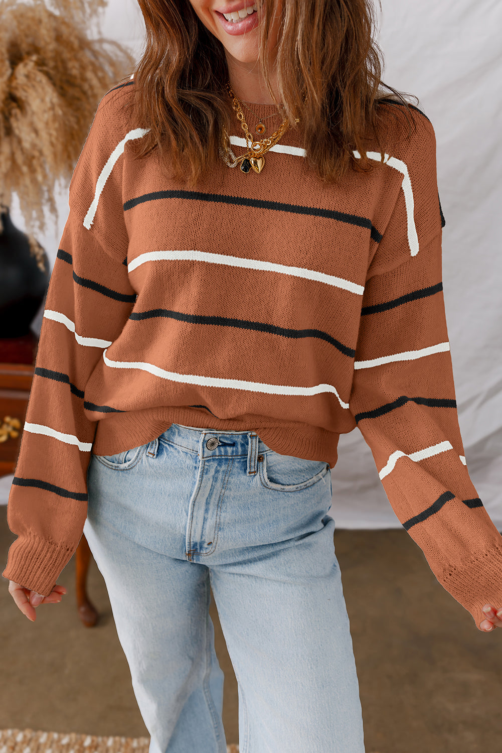 Cozy Knit Stripe Oversized Sweaters in 3 Colors