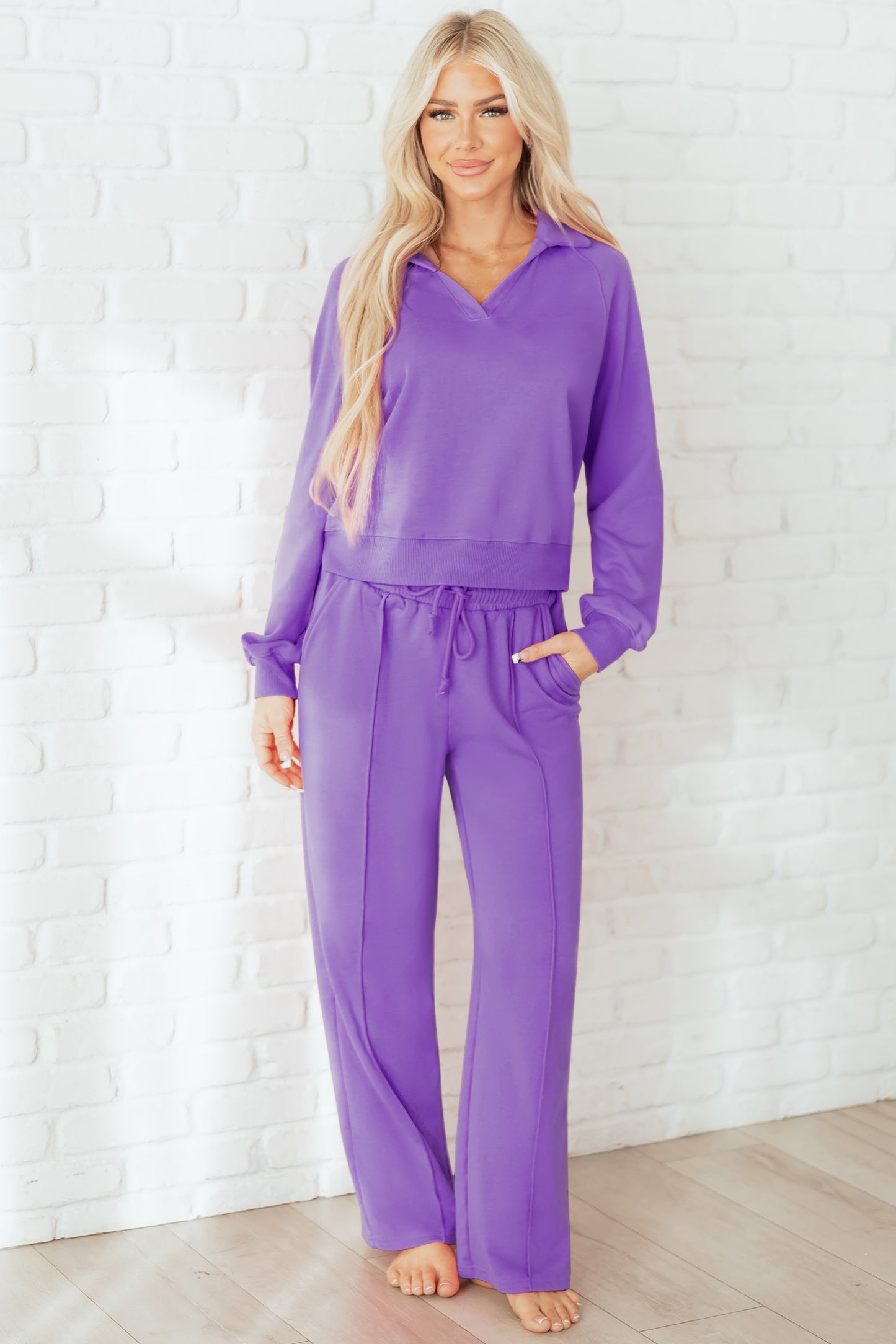 Cozy Activepologie Polo Sweatsuit with Tailored Sweatpants in 2 Colors