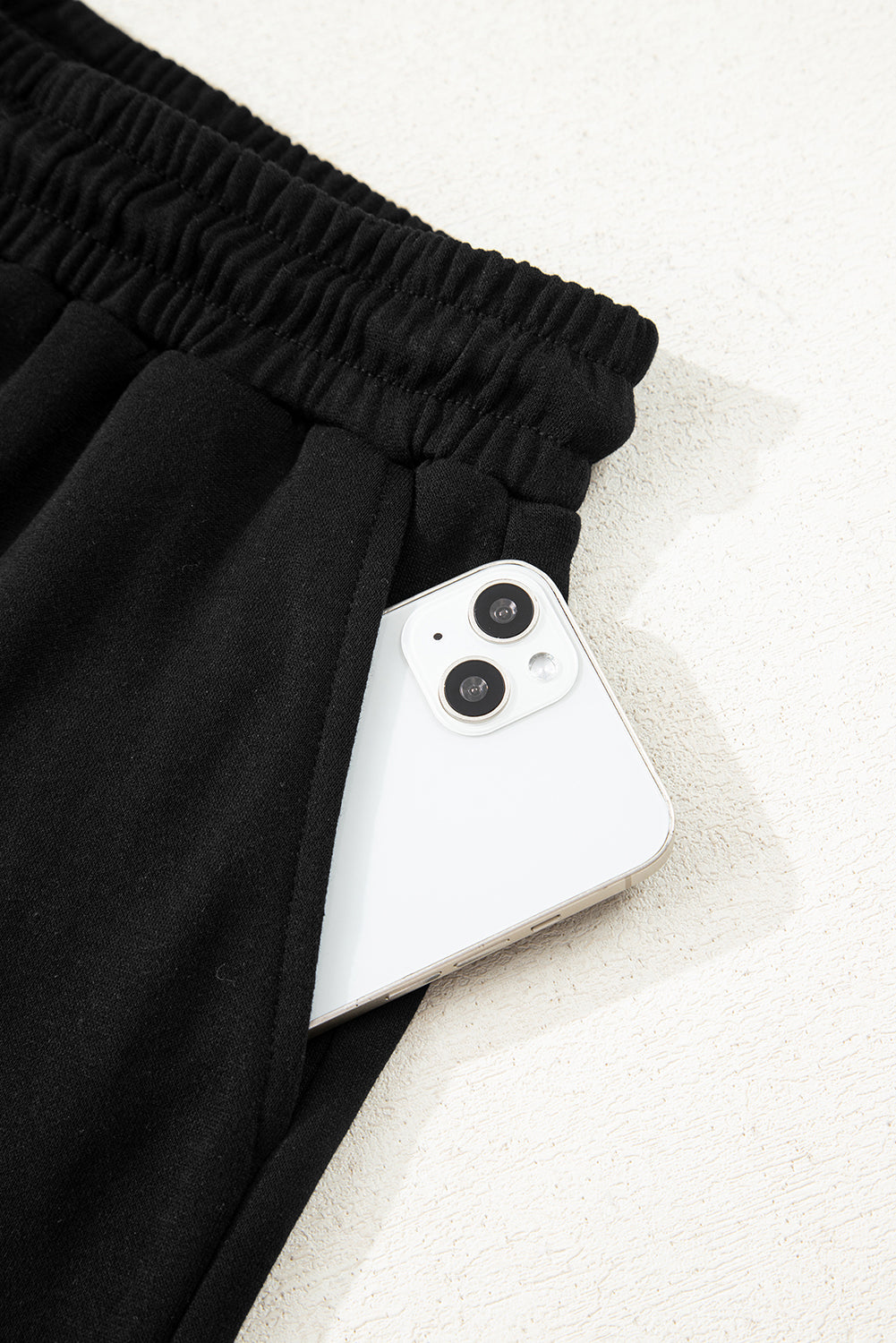 Activepologie Comfy Black Varsity Stripe Oversized Women's Sweatshirt & Shorts Outfit at LaurenNichole