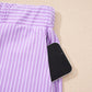 LaurenNichole Daydream Stripe Dolman Sleeve Polo & Drawstring Shorts Outfit — Pastel Casual 2-Piece Outfit (S–2X)